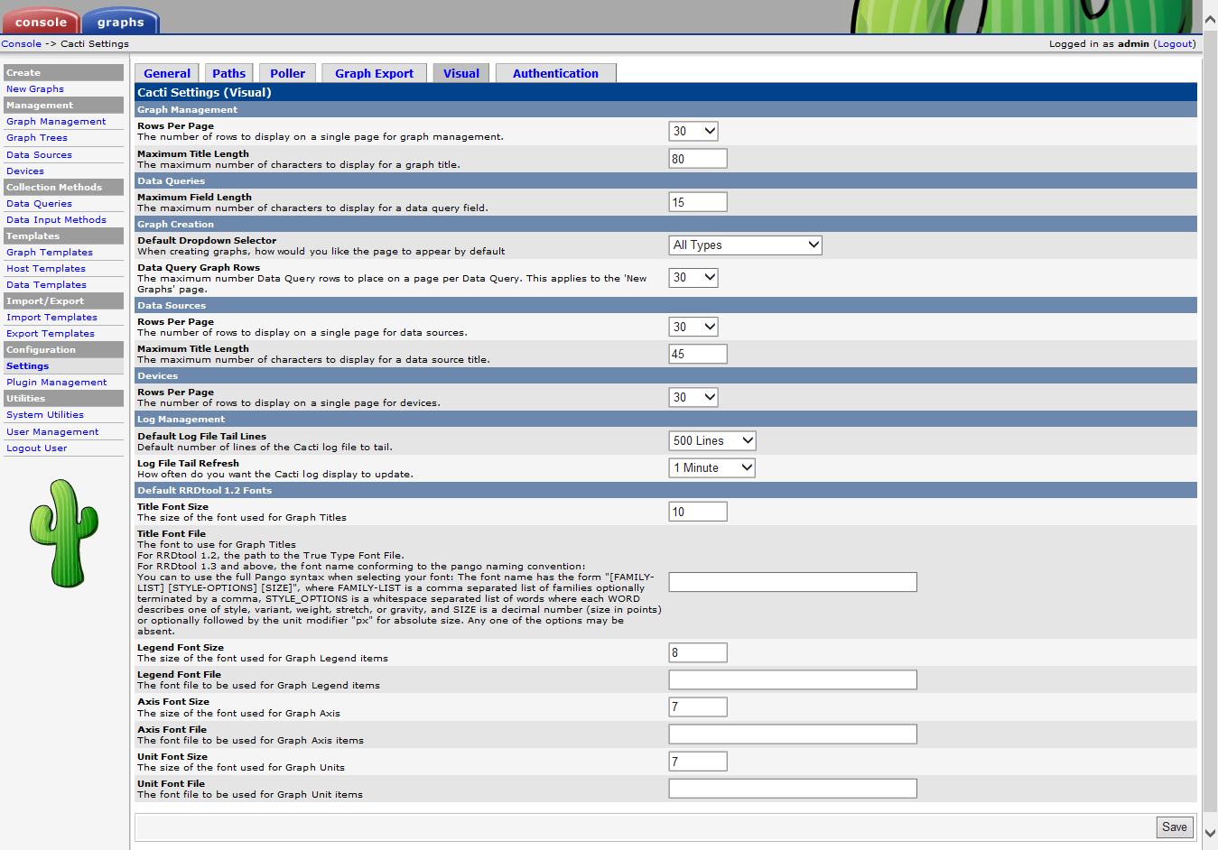 Console -  Cacti Settings5